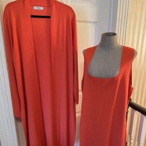 Brian Baily  designer sleeveless dress and overcoat in apricot color size 2XXL